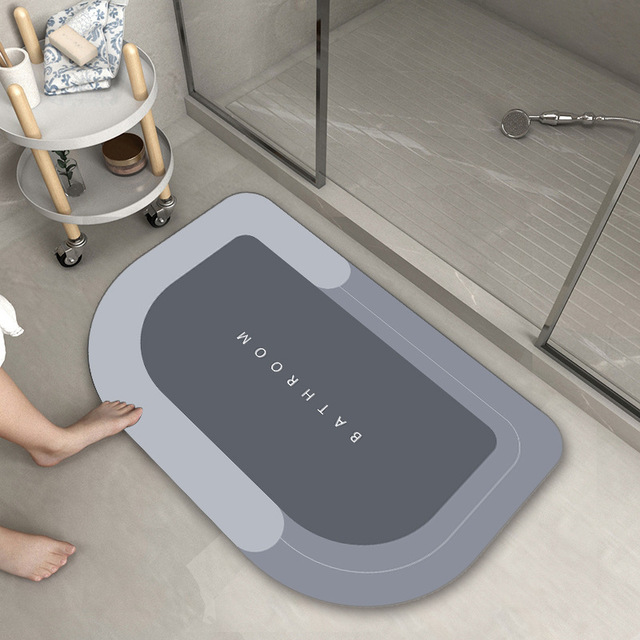 Diatom Cushion Instant Dry Bathroom Mat Quick Drying Carpet Strong Water Absorption Moisture-proof Toilet Floor Non-Slip Rug: Grey-Semicircle