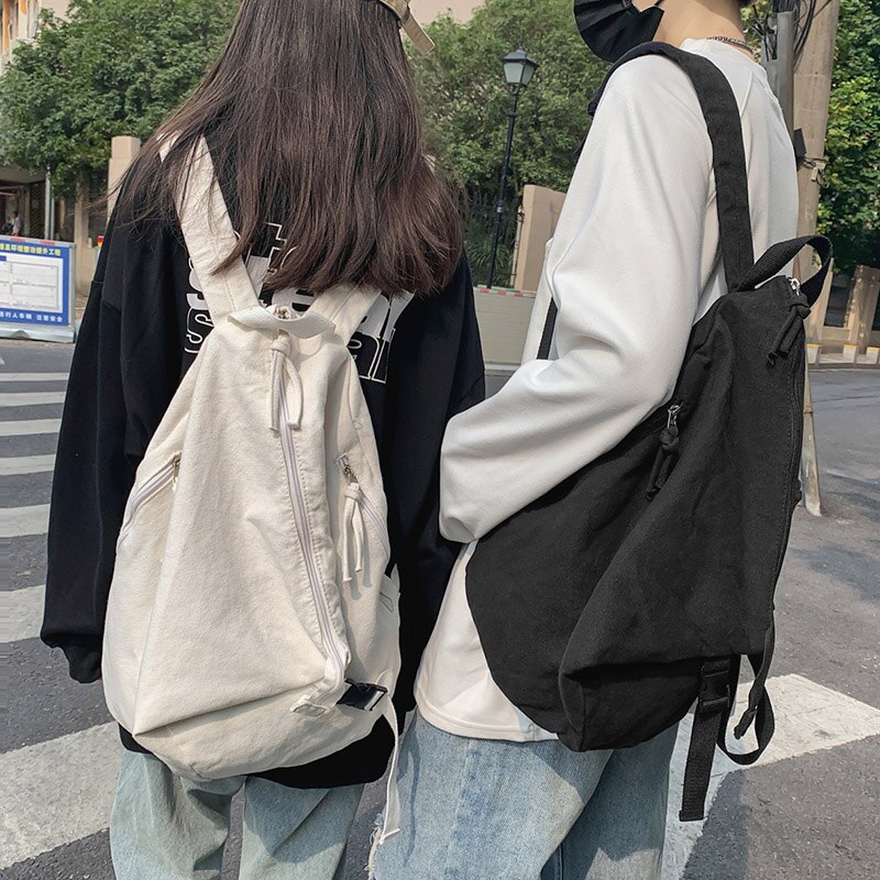 Unisex freizeit-reiserucksack, trendiger canvas-schulrucksack, einfarbig, schlichter schulrucksack, damen-tagesrucksack, mochila