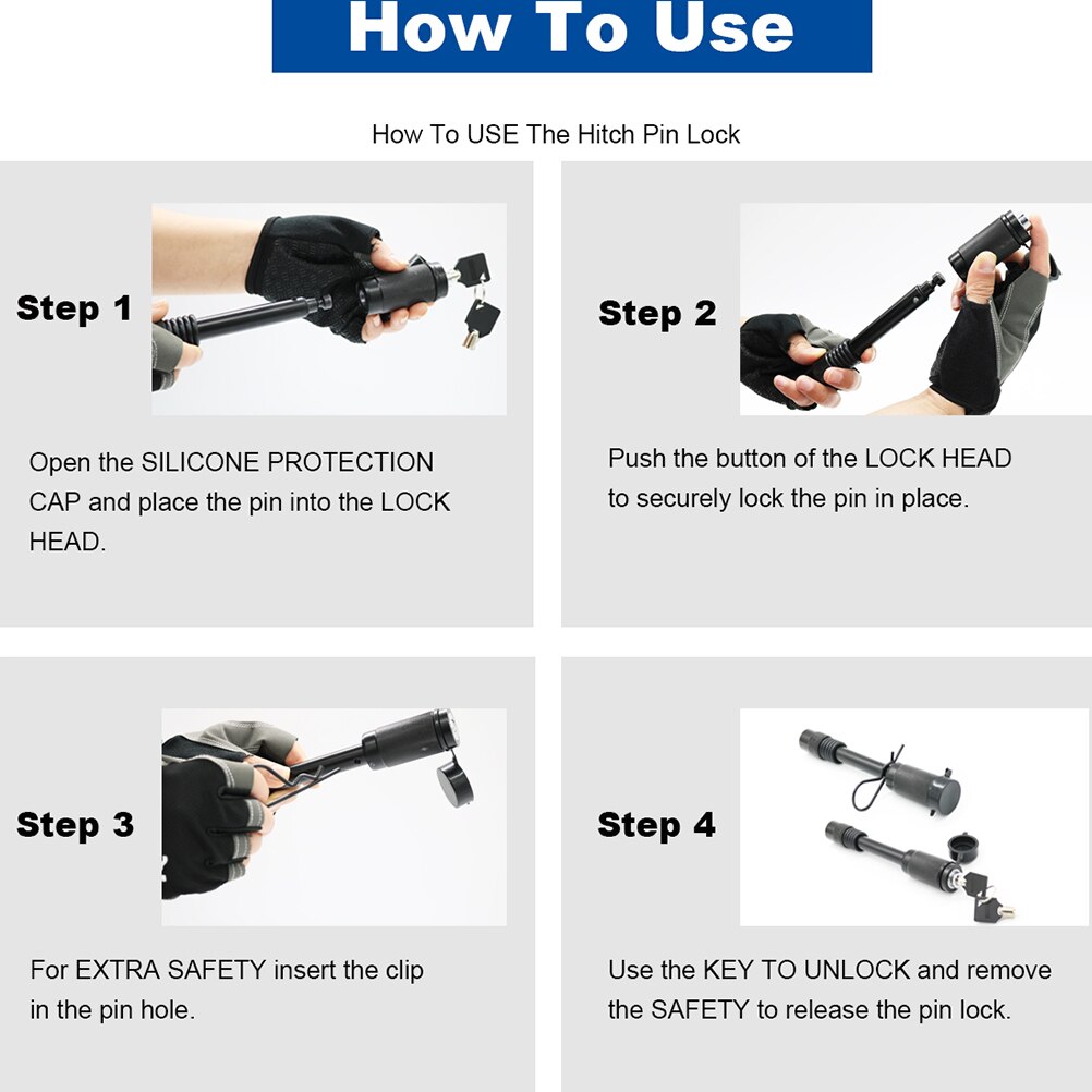 1 Set 5/8 Inch and 1/2 Inch Trailer Hook Lock Car Safety Drag Lock Trailer Lock Pin Lock American Dumbbell Trailer Lock (Black)