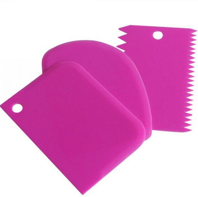 1Pc Stainless Steel Pastry Cutters Dough Scraper DIY Pastry Cutters Fondant Cake Cutter Bakeware Tool Kitchen Accessories: 3pcs Purple