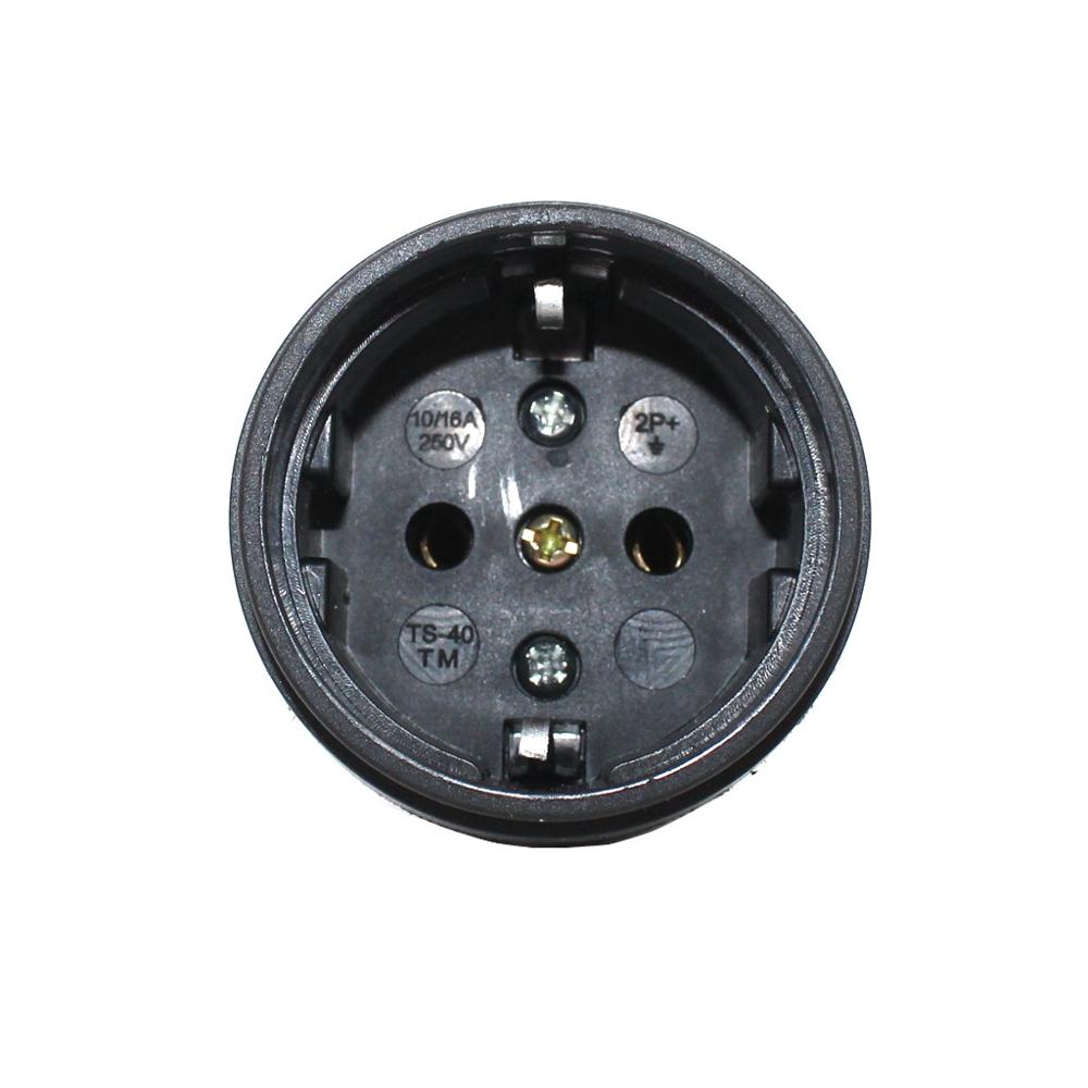 EU Waterproof IP44 Round 2Pin Electric Power Male Schuko Plug Rewireable Socket Outlet Adaptor Extension Cord Connector