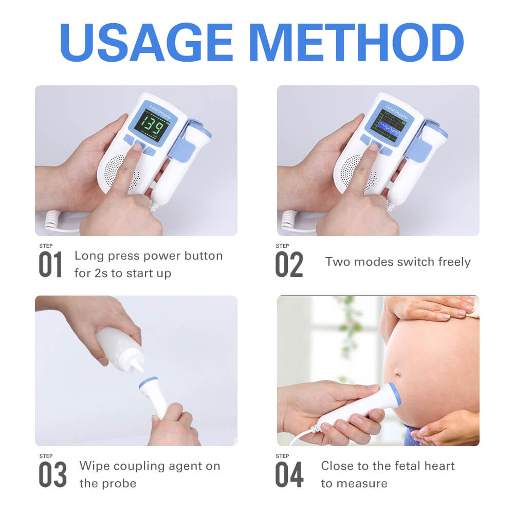 2.5MHz Prenatal Fetal Doppler Ultrasound Baby Heartbeat Monitor Pocket