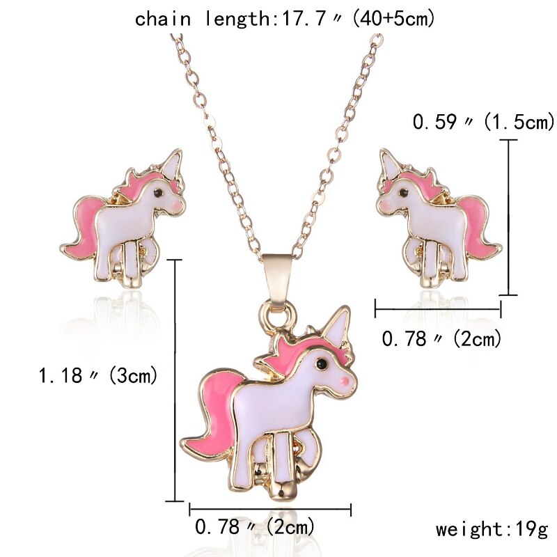 3 teile/satz Anhänger Halsketten Ring einstellen Rosa Pferd Einhorn Schmuck Zubehör Halsketten für Frauen Mädchen Bausätze Hochzeit Party