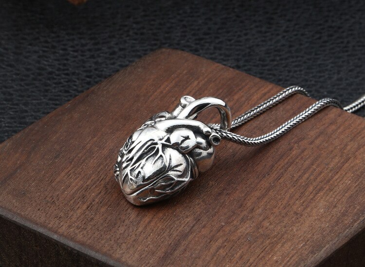 925 sterling Silver skull heart men pendant charm Jewelry A3054