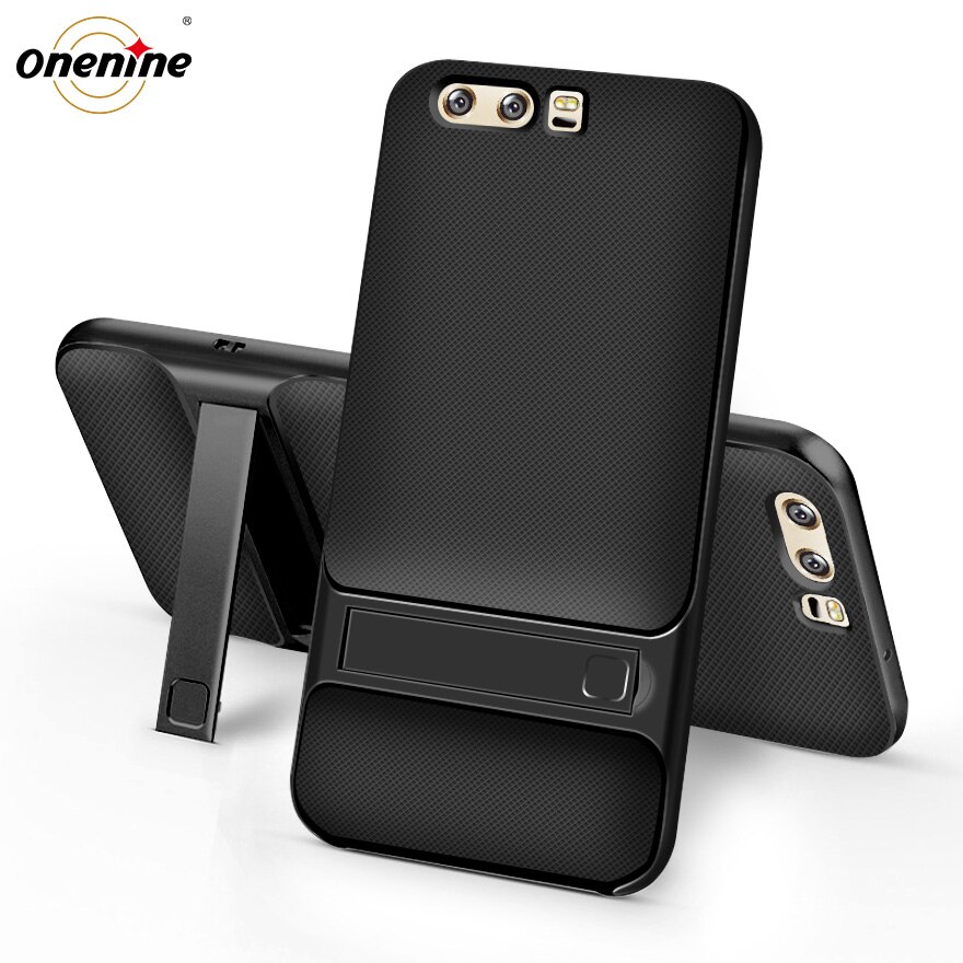 Armor Cover Cases for Huawei P10 P 10 Plus Case Silicone Cover 3D Kickstand Hybrid 360 Protection Cell Phone Back Fundas Carcasa: for Huawei P10 / Royce Black