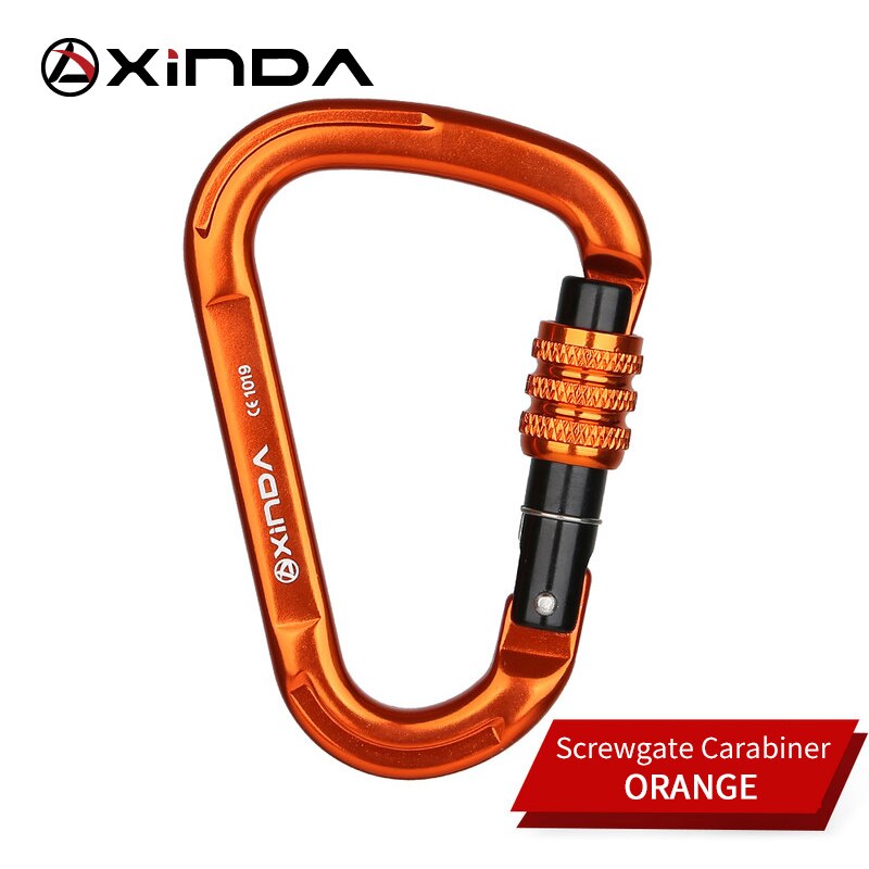 XINDA Outdoor Klettern Karabiner 25KN Sicherheit Stecker Schloss Aluminium legierung Frühling-geladen Tor Schnalle Überleben Ausrüstung: Screw-Orange