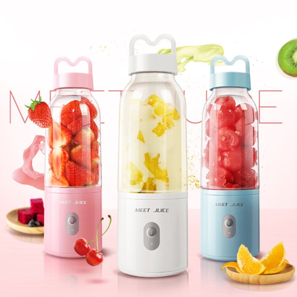 Meet Juice Mini Portable Electric Fruit Juicer Personal Juice Cup Smoothie Maker Blender Pink