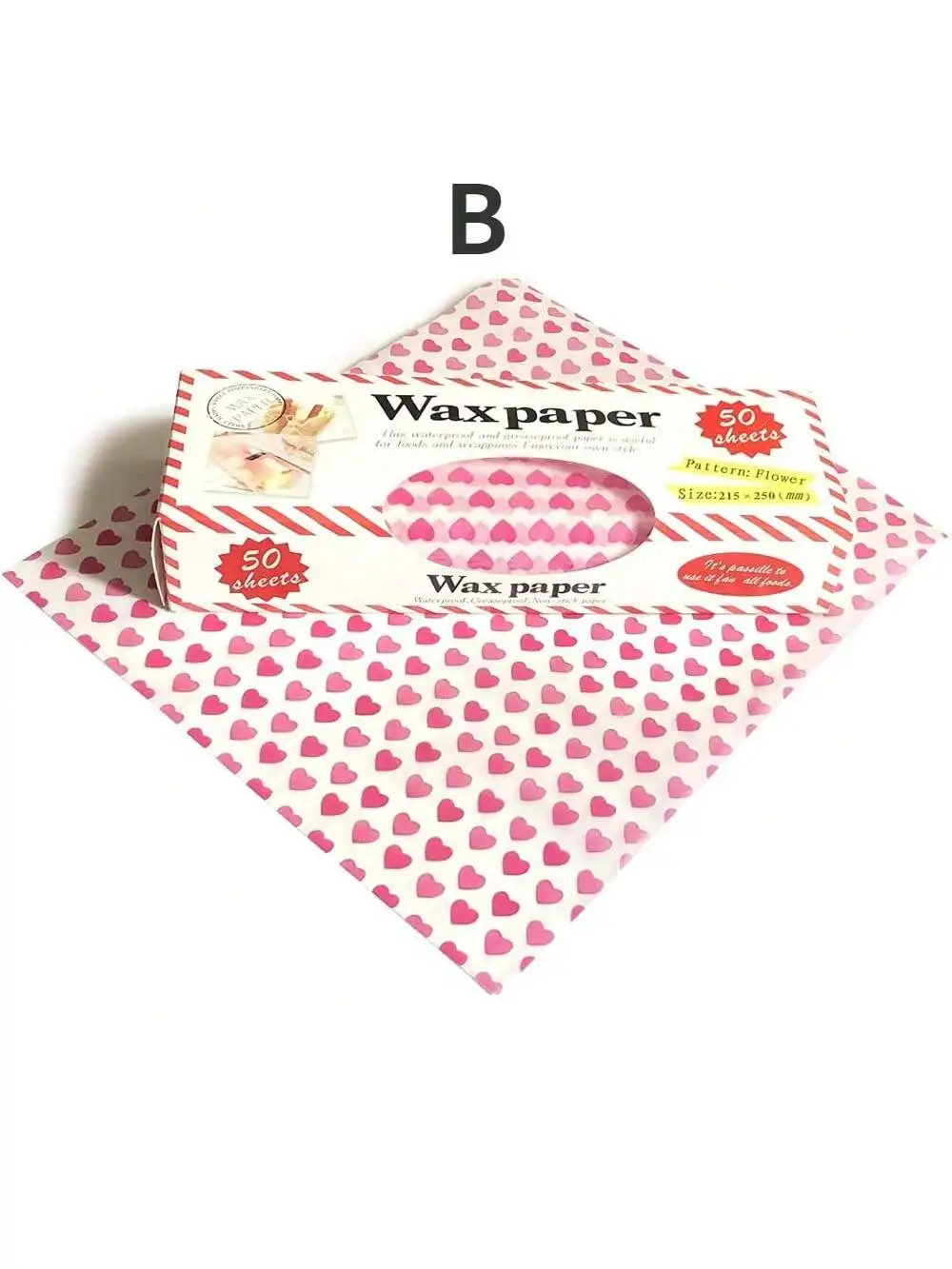50 Stück Wachspapier, Lebensmittelverpackungspapier, fettdichtes Backseifen-Verpackungspapier, Sandwich, Hamburger, Lebensmittel, Süßigkeiten, fettdichtes Wachspapier: Rosa