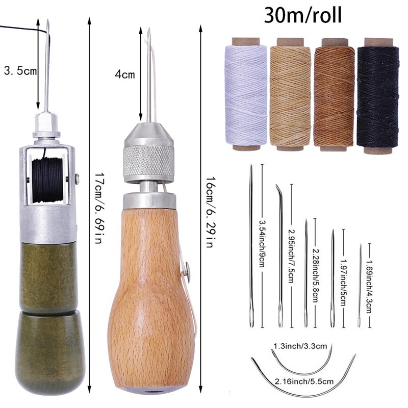 Leather Sewing Awl Thread Kit Manual Sewing Machine Speedy Stitcher Leather Craft Stitching Shoemaker Canvas Repair Tool