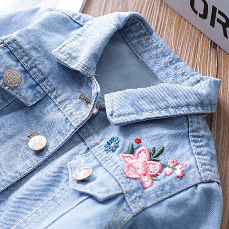Girl denim jacket coat Flower embroidery Children's Spring Autumn coat kids jacket baby coat girl's baby jacket