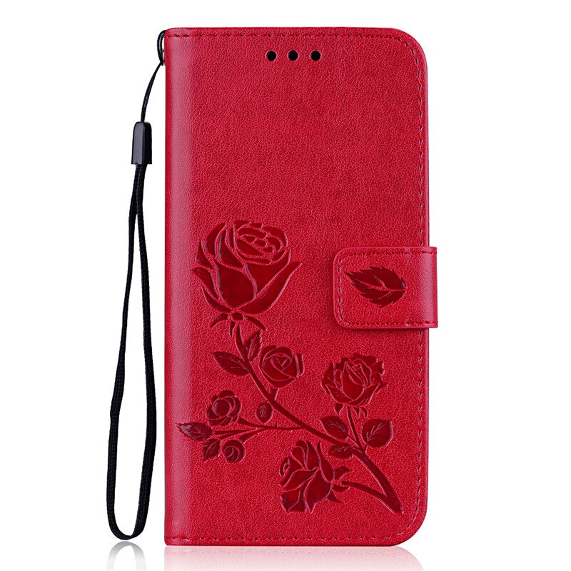 Bloem Leather Case Voor Samsung Galaxy A10 Een 10 Cover Wallet Flip Case Voor Samsung A10 A105F Telefoon Case 3D rose Coque Funda Boek: Red