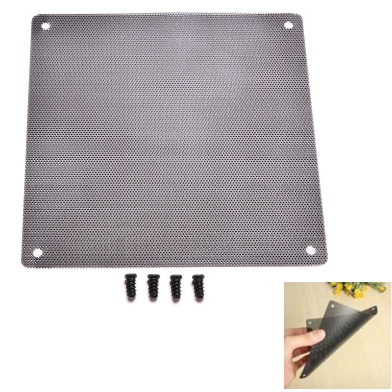 14cm x 14cm Cuttable Computer Cooling Fan Filter 140mm PC Fan Case Dust Filter Strainer Dustproof Mesh with 4pcs Screw