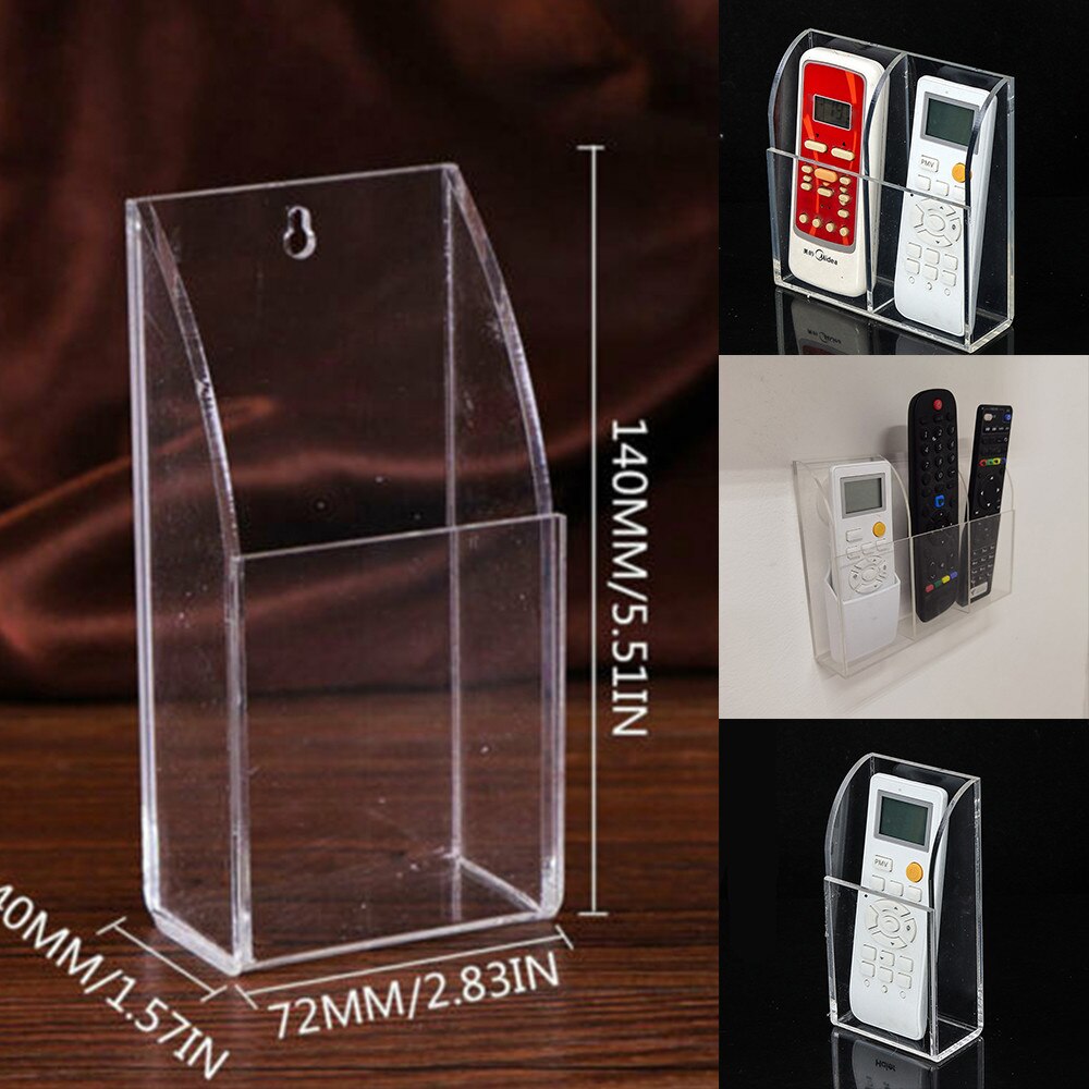 TV Remote Control Holder Wall Mount Acrylic Organizer Stand Box Storage Phone Plug Holder Multifunction USB Charging Stand