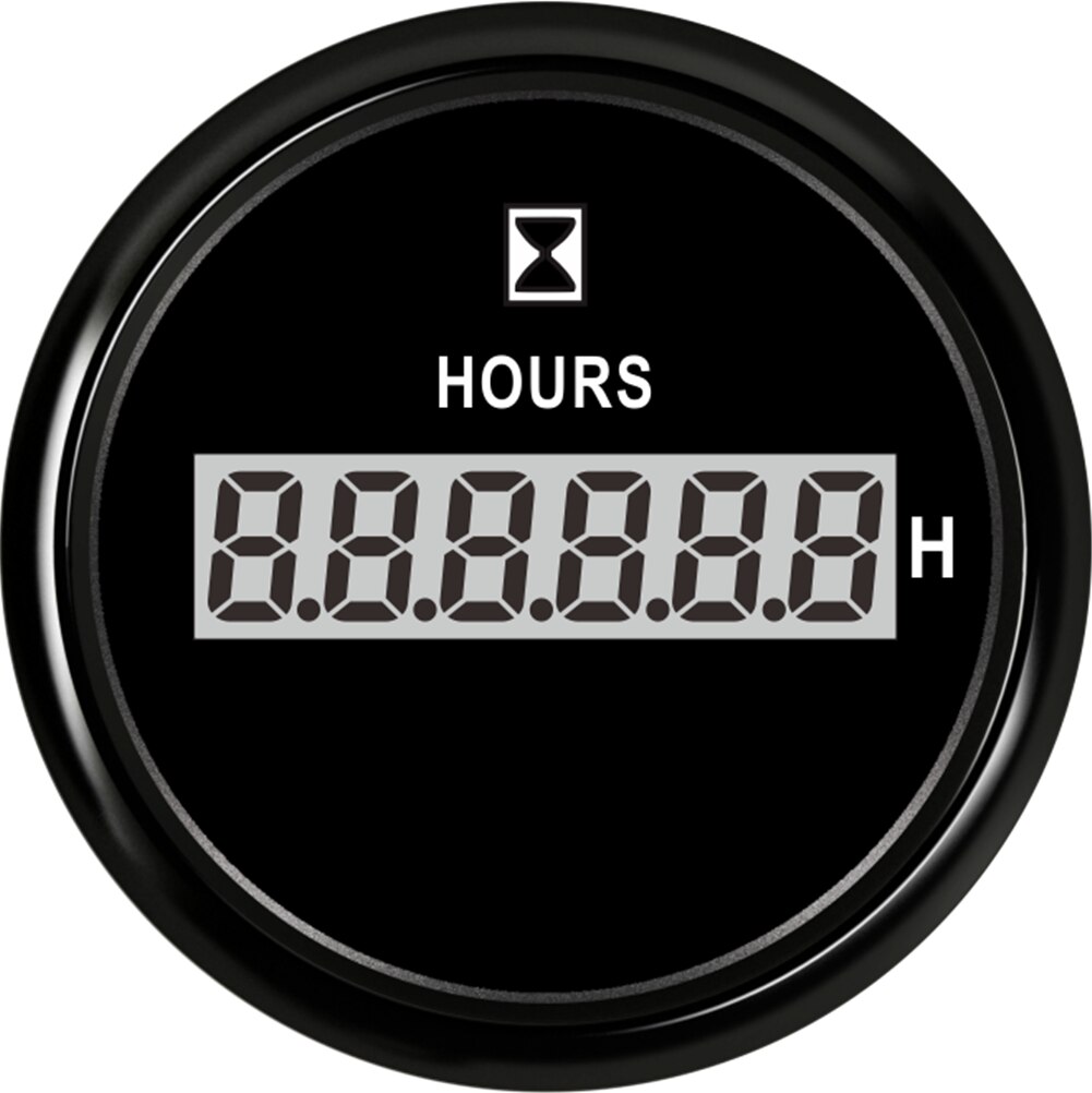 1pc settore automobilistico 52 millimetri Contaore messa a punto Strumento 0-99999.9H Camion Hourmeters marino tempo Nero Calibri Rosso retroilluminazione 9-32vdc: nero BN