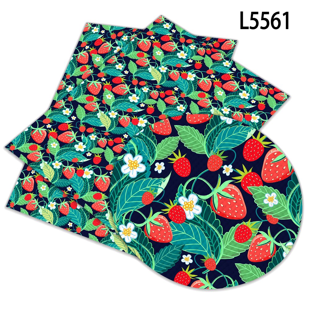 Fruit Strawberry Printed Faux Leather Sheets Synthetic Leather Fabric for Hair Bow Bags Shoes Crafts 30*136cm