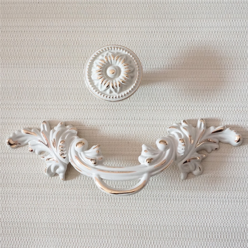 2.5'' White Gold Dresser Pulls Chic Drawer Knobs Pull Handles French Cupborad Pull Handles Kitchen Cabinet Handle Knob 64mm