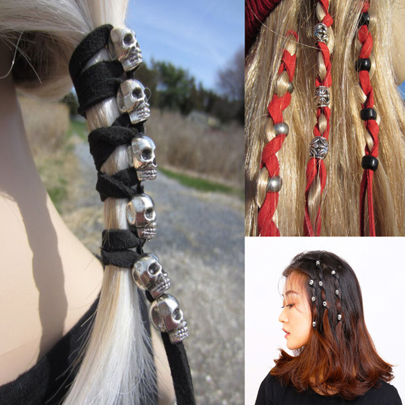 Aros trenzados de metal para el cabello, cuentas de Dreadlock, puños, aros de tubo para Accesorios para peinados, 6 uds.