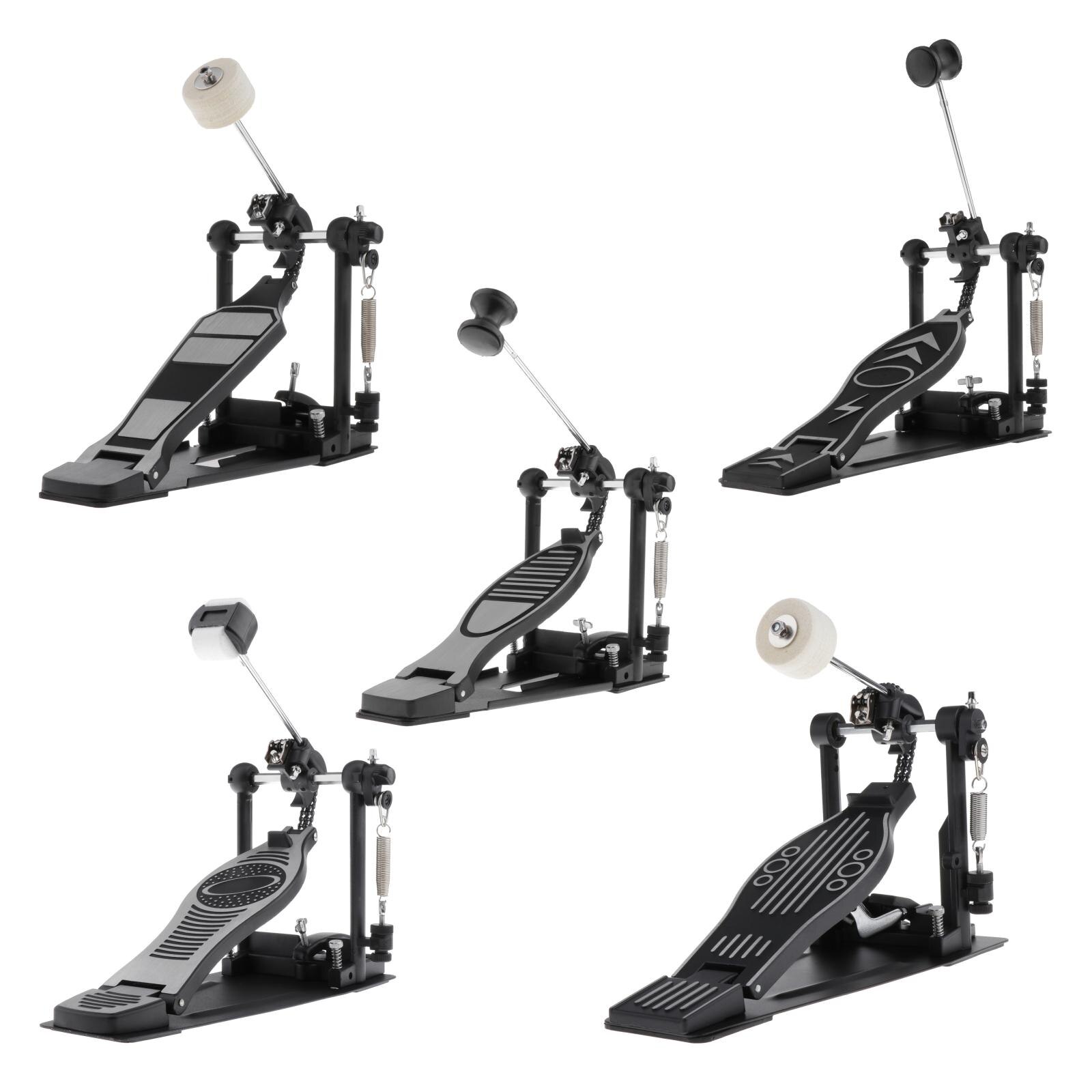 Metal Single Bass Drum Pedal Dual Chain Drive Foot Pedal Black