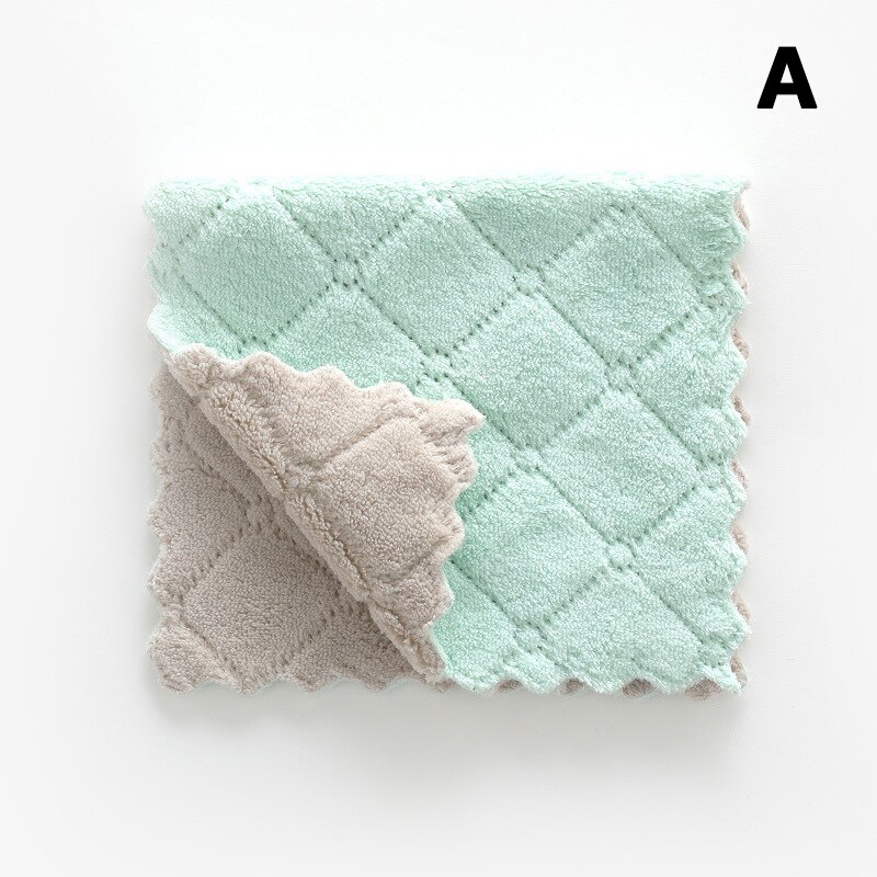 Husholdning blødt fortykkende fadehåndklæde dobbeltsidet mikrofiber rengøringsklud superabsorberende køkken skål vask vaskeklud klud: A1