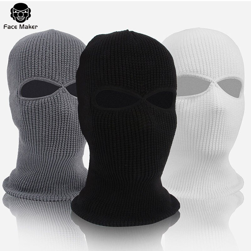 Pasamontañas de abrigo 2/3 agujero Gorro con máscara de cara de protector facial para motocicleta conducción al aire libre, esquí, montañismo, cubierta de la cabeza