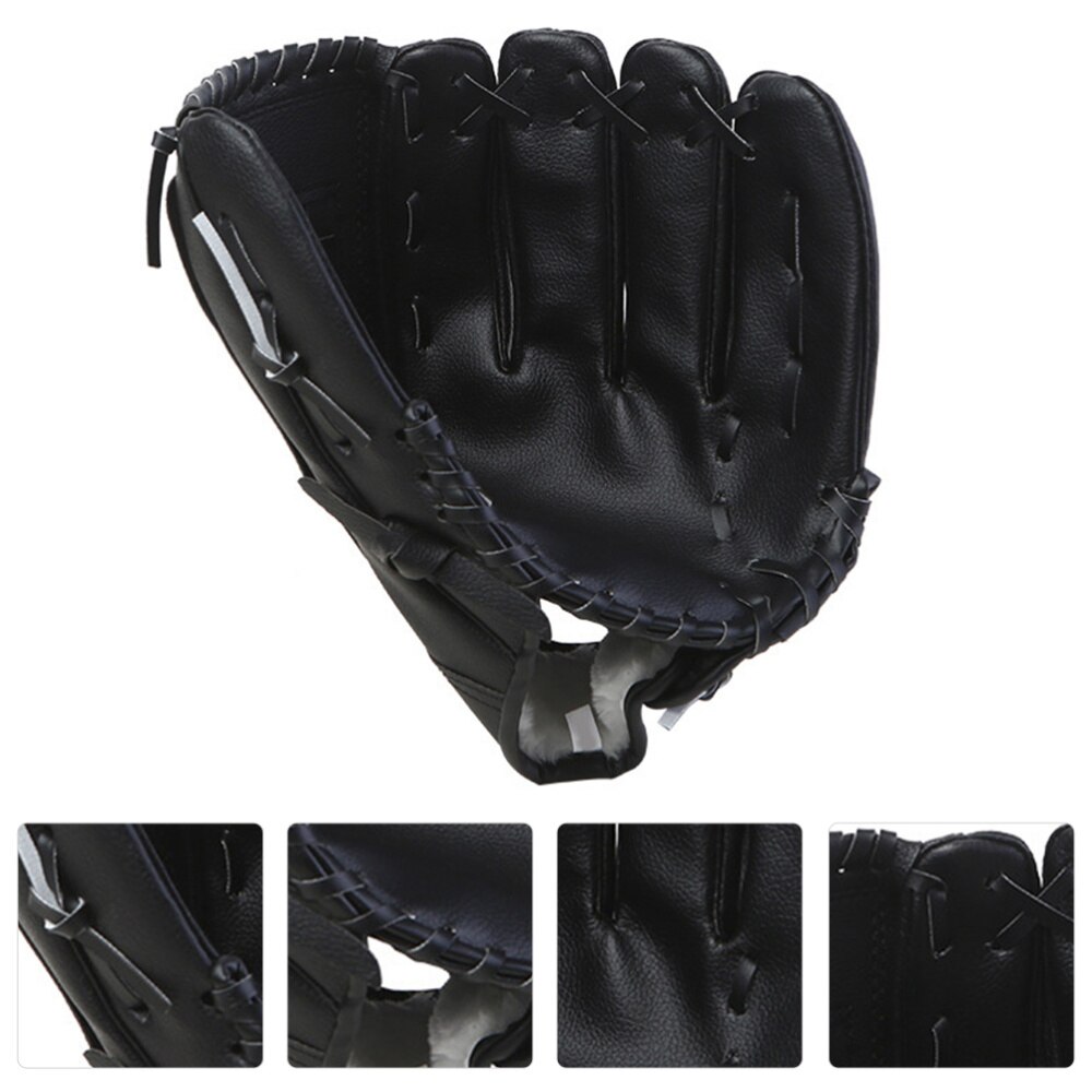 1pc PU Baseball Glove Lightweight Softball Glove Pitcher Infielder Glove: Black