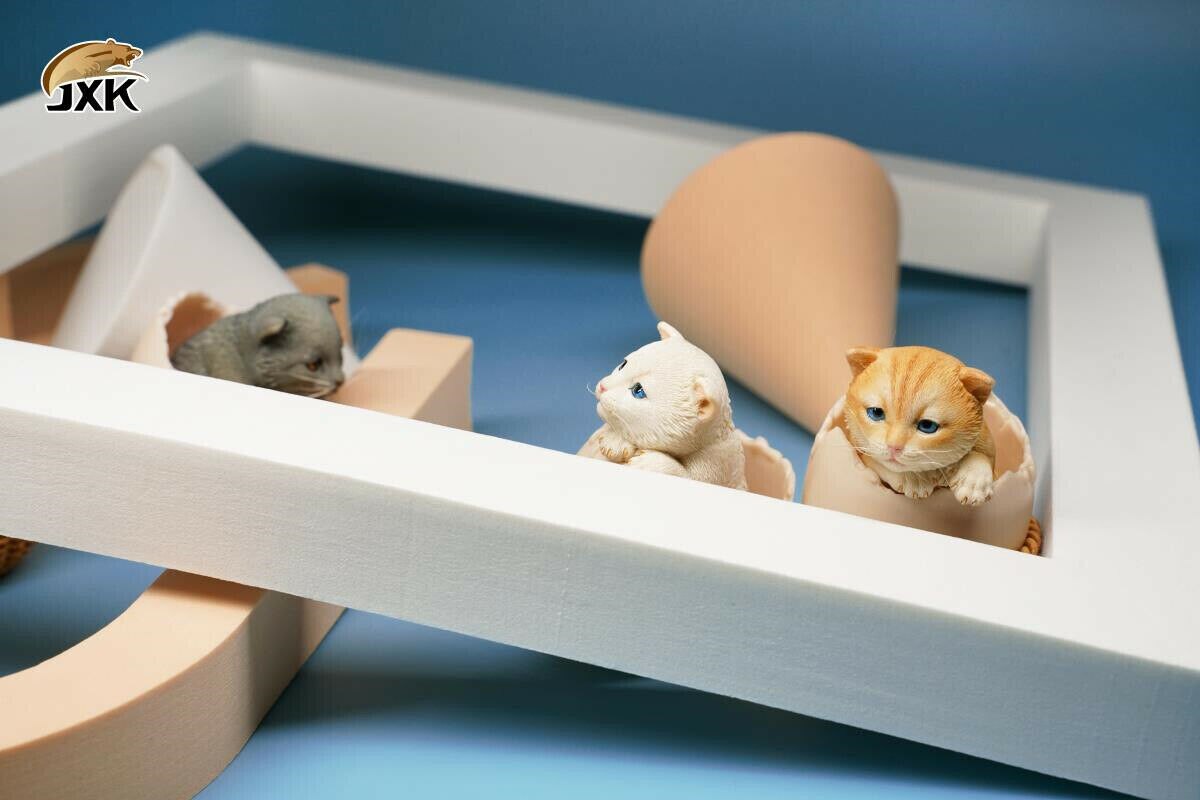 JXK 1/6th Eggshell Cat Model Cute Pet Animal Figure Collector Decor Toy Kid Handmade Oenaments Adults Kids