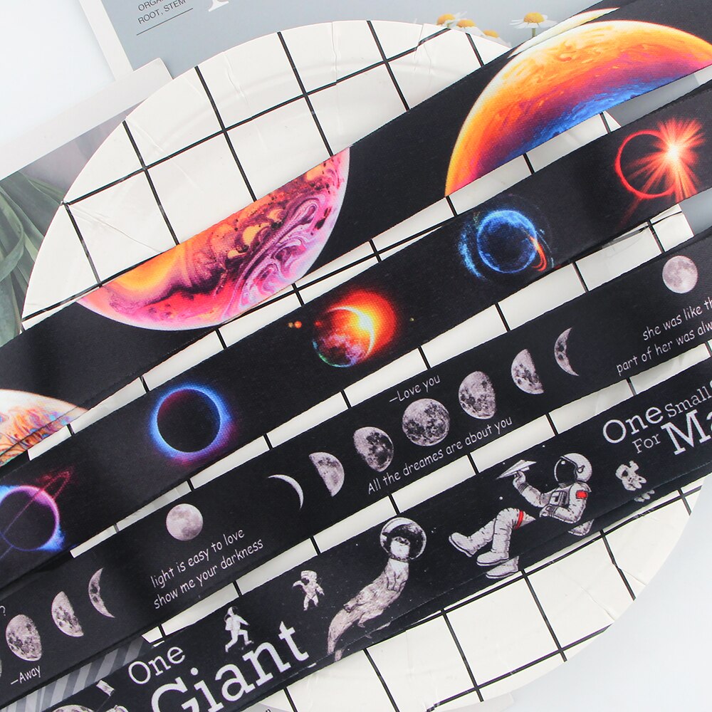 LX411 Universe Planets Moon Stars Astronaut Lanyard Neck Strap Rope USB Mobile Cell Phone ID Card Badge Holder Keychain Keyring