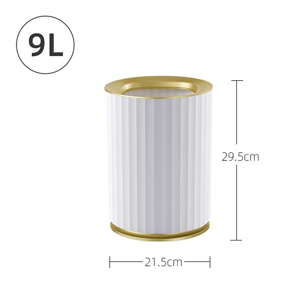 Gouden Luxe Prullenbak Voor Keuken Zonder Deksel Vuilnis Tin Bin Voor Badkamer 9L/12L/15L: 9L Golden