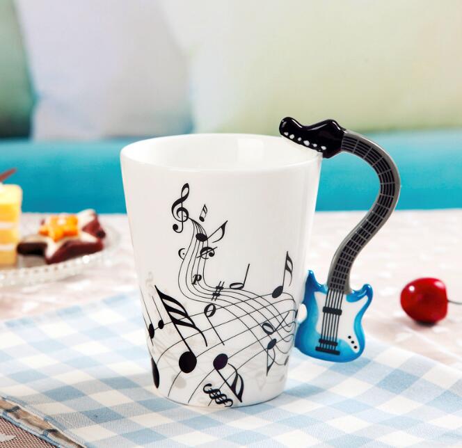 Musik violinstil gitarr keramisk mugg kaffe te mjölk stavkoppar med handtag kaffemugg nyhet: Stil 4