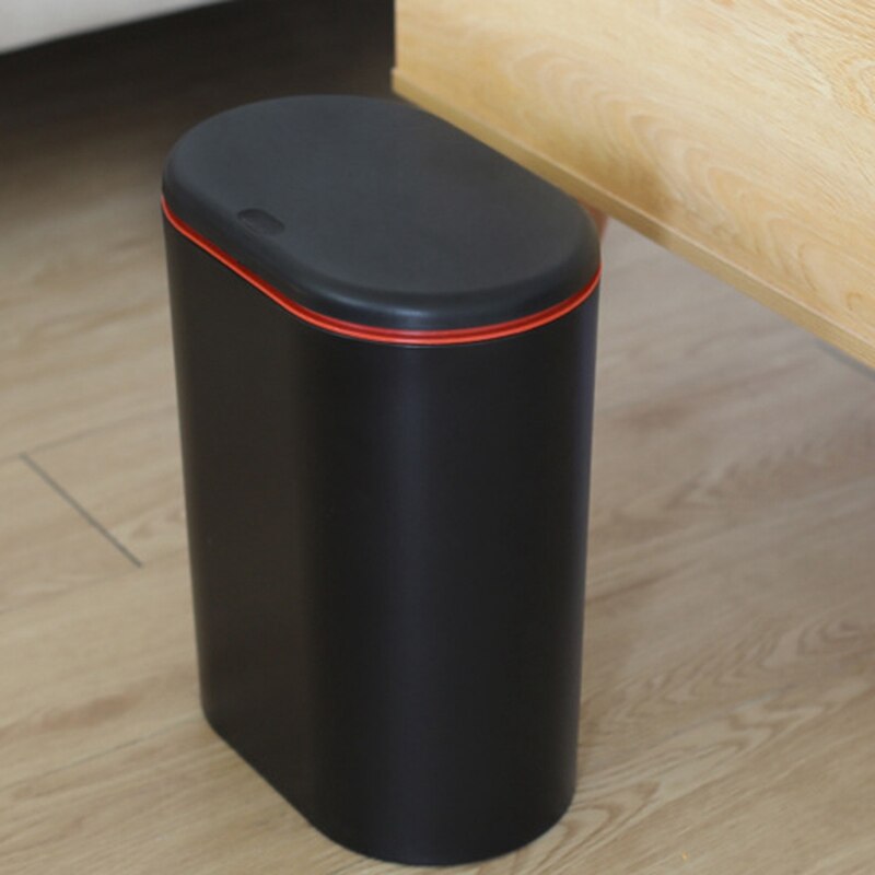 Plastic Narrow Type Kitchen Trash Can Toilet Press Type Waste Bin Dustbin Bathroom Trash Bin Basket Garbage Bucket White