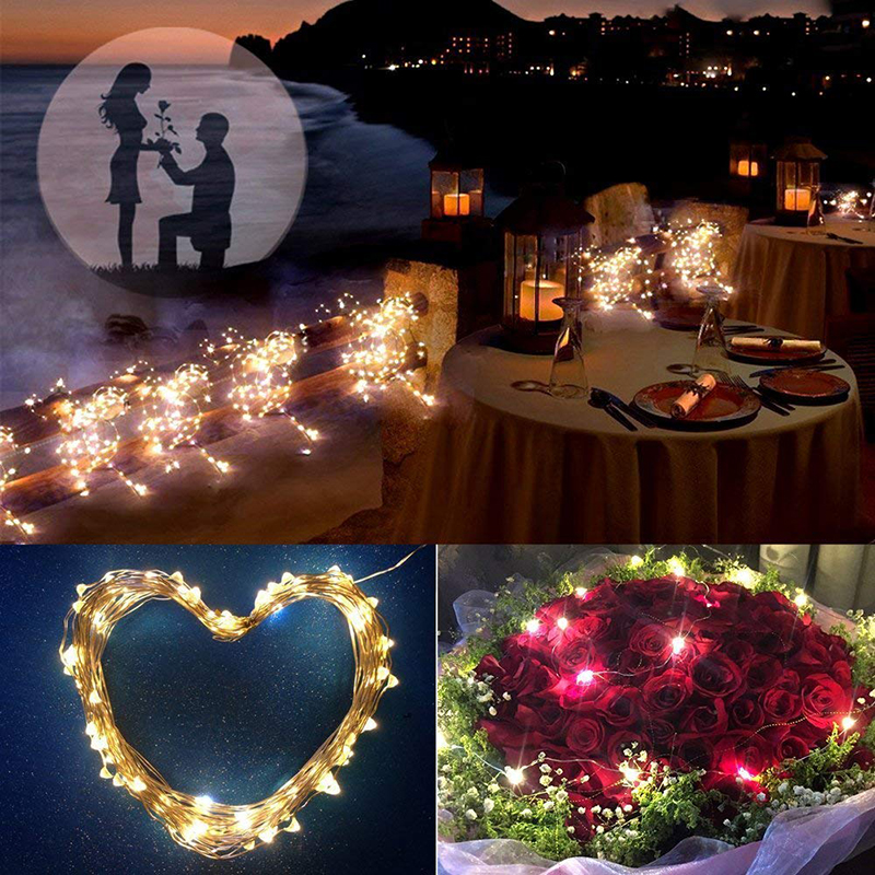 10/20M Solar LED Light String Outdoor Waterproof Copper Wire String Fairy Lights For Christmas Party Wedding Decoration