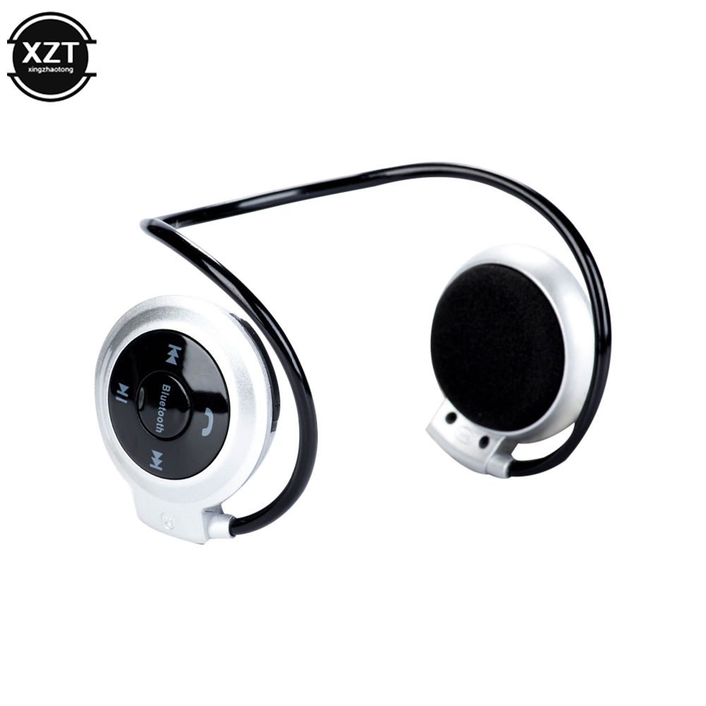 Mini bezprzewodowe słuchawki Bluetooth Stereofoniczne słuchawki sportowe Odtwarzacz muzyczny Słuchawki na kartę SD z mikrofonem Wodoodporne: Srebrny