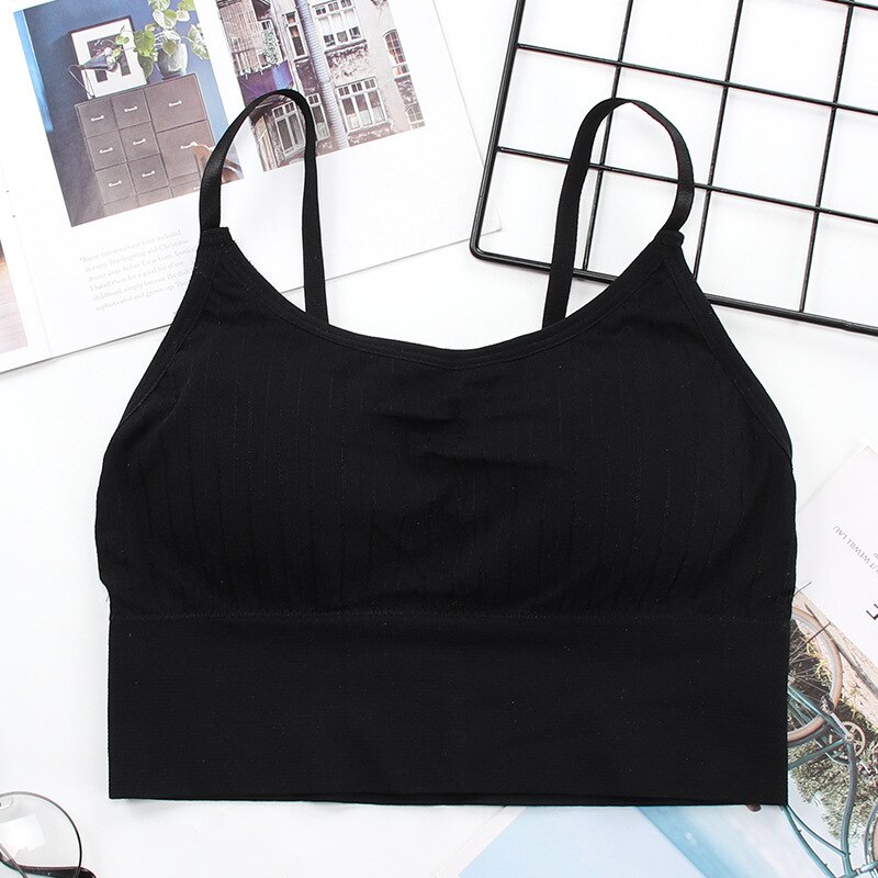 Cotton Sports Bras Women Push Up Solid Sports Bra Jogging Gym Women Sports Bra Girl Underwear Fitness Running Yoga Sport Tops: black