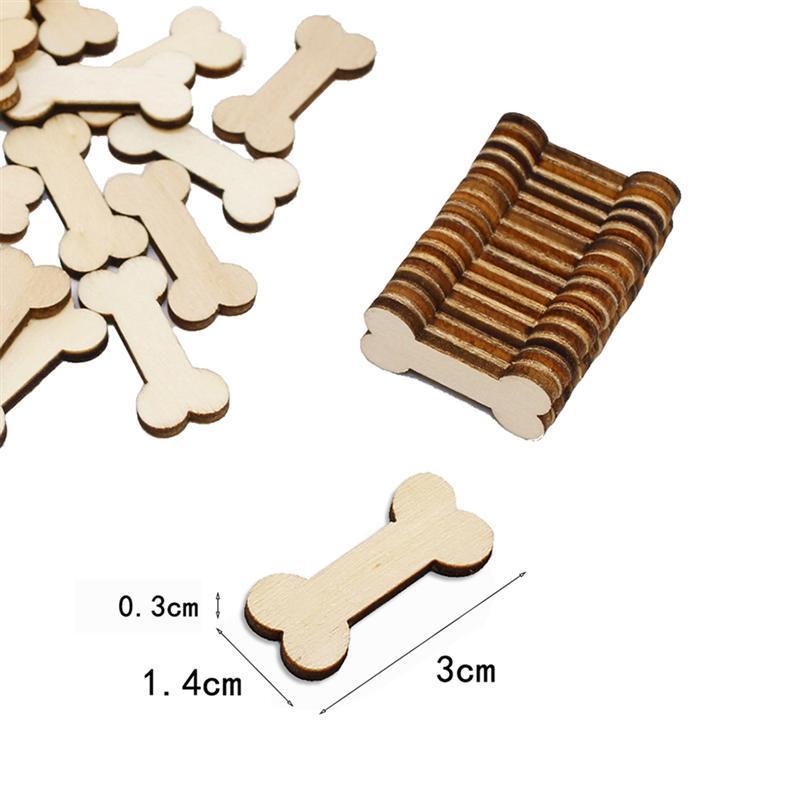 50pcs Dog Bone Cutouts Wooden Blank Crafts Decor for Arts & Crafts Projects Ornaments Wedding Table Scatter Decoration