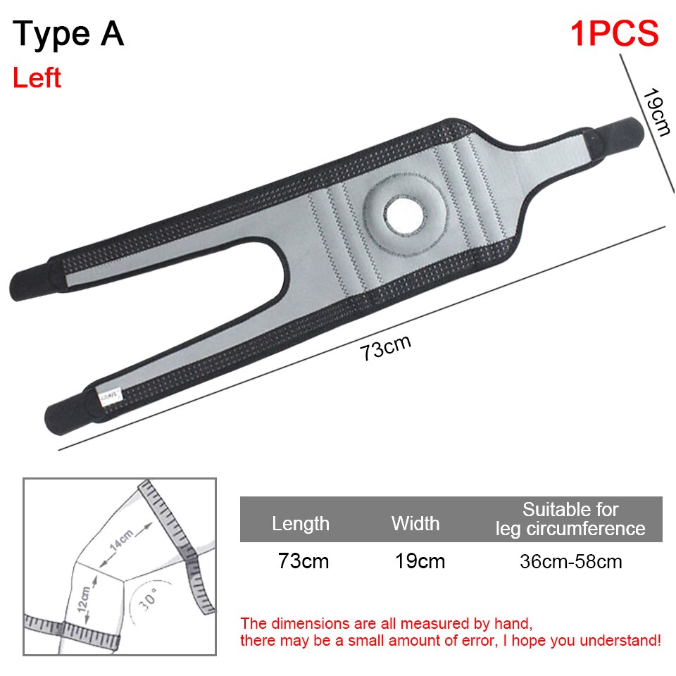 Aolikes 1 stk justerbar sportstrening elastisk knestøtteskinne knepute justerbar patella knebeskyttere hull knebeskyttelse: Type-a svart venstre