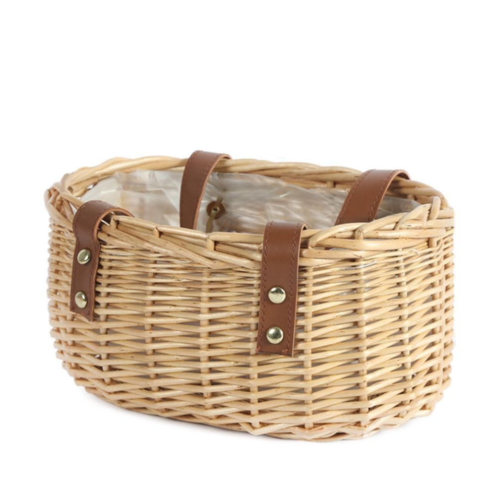 Weiden-Rattan-Blumenmädchen-Körbe, gelb, stabiler Blumenarrangement-Korb, Picknick-Behälter, handgefertigte Halbmondkörbe aus Korbgeflecht: Gelb