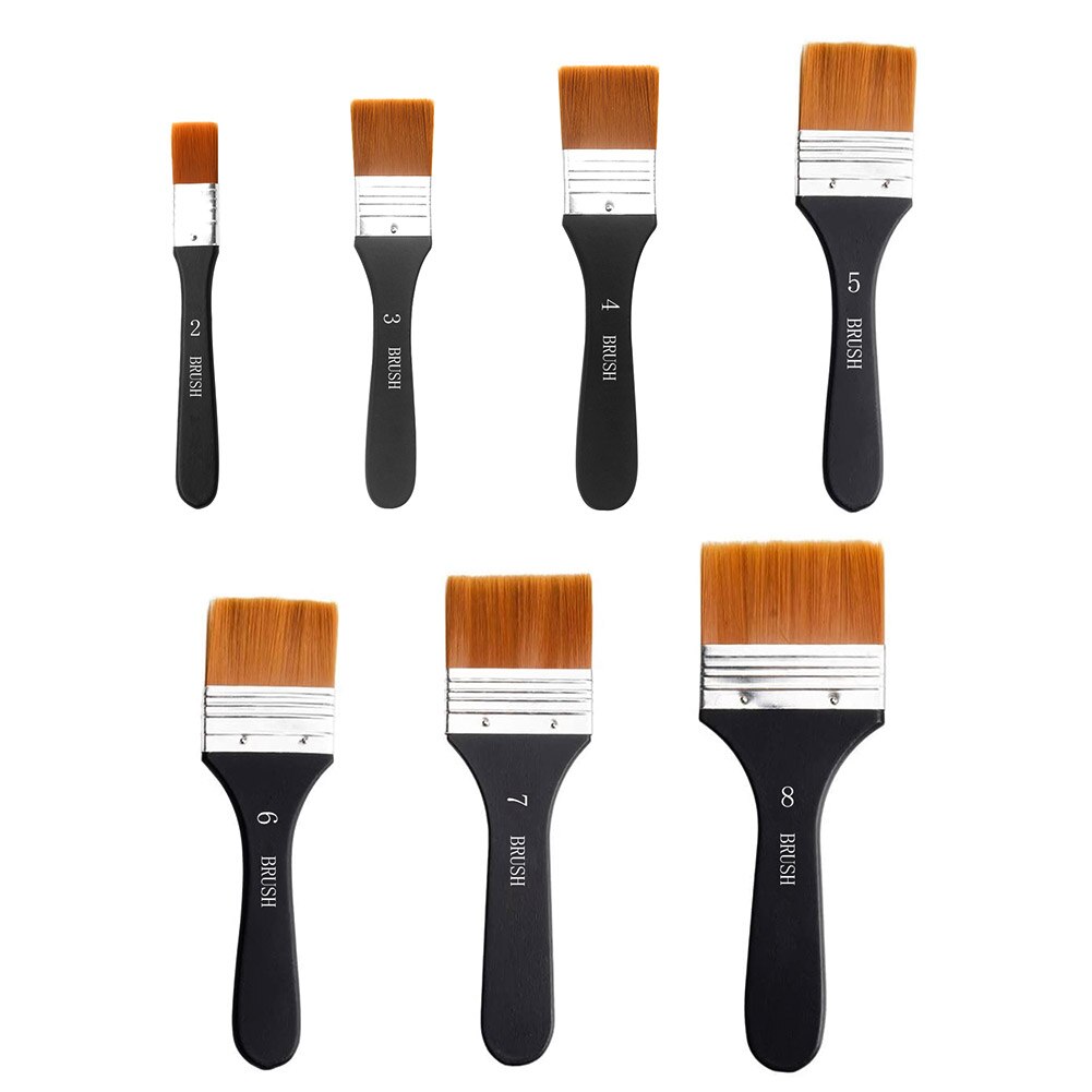 Juego de brochas para pintura acrílica, herramienta de pintura al óleo para artista, suministros de arte para limpieza , brocha para pintura de acuarela de 7 tamaños: Set