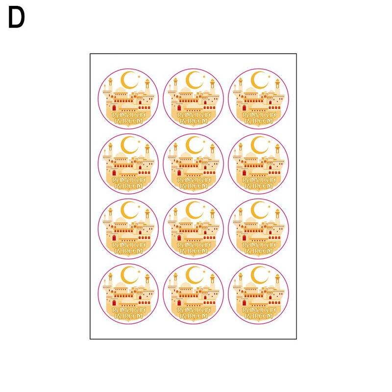 Ronde Zwarte Sticker 120 Stickers Islamitische Moslim Ramadan Stickers Lantaarn Maan Eid Mubarak H7F0: D