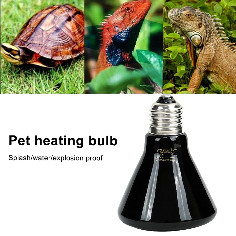 100-240V 75/150W E27 Pet Heating Lamp Black Infrared Ceramic Emitter Heat Light Bulb Pet Brooder Reptile Lamp Chocadeira Reptile