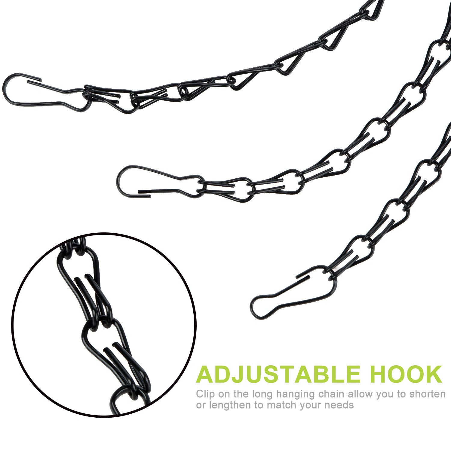 Garden chain hanging chain plastic ceramic flower pot hanging basket chain (black 24 inch iron material electrophoresis)