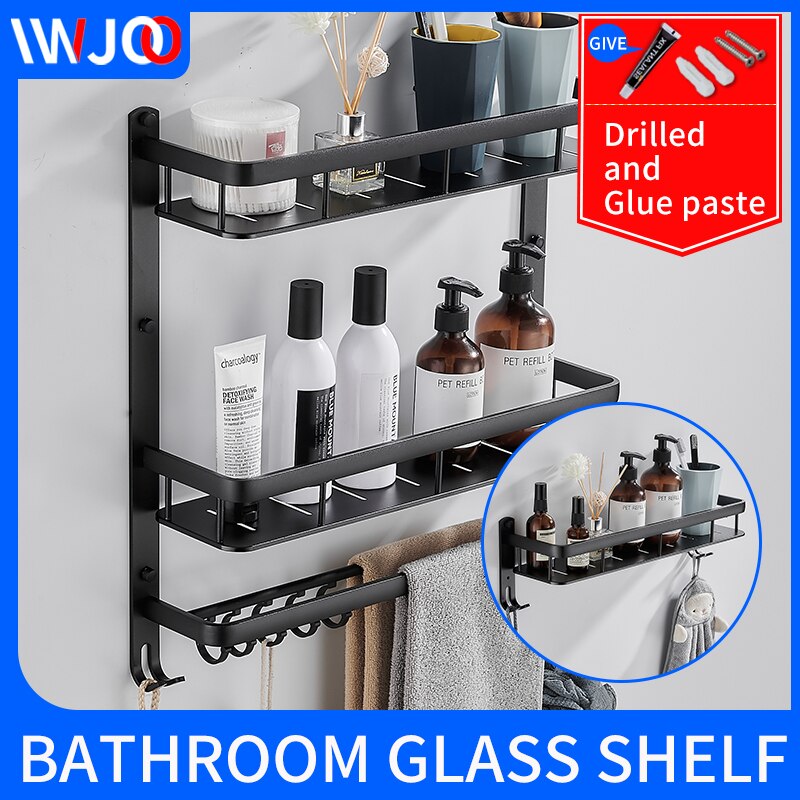 bathroom shelf storage rack holder wall mounted to... – Grandado