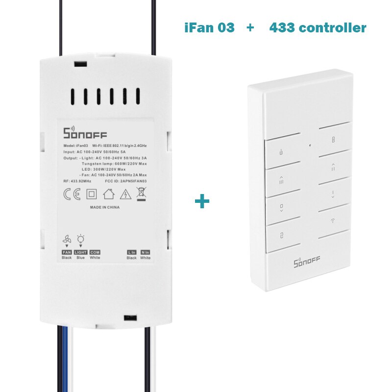 Sonoff ifan 03 smart home wi-fi loft ventilator og lys trådløse switch kontrol  rf 433 mhz smart home automation controller: Default Title