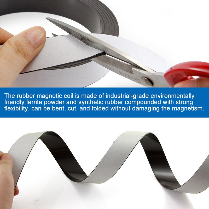 Strong Flexible Magnet Strip Self Adhesive Magnetic Tape Rubber Magnet Tape DIY CLH@8