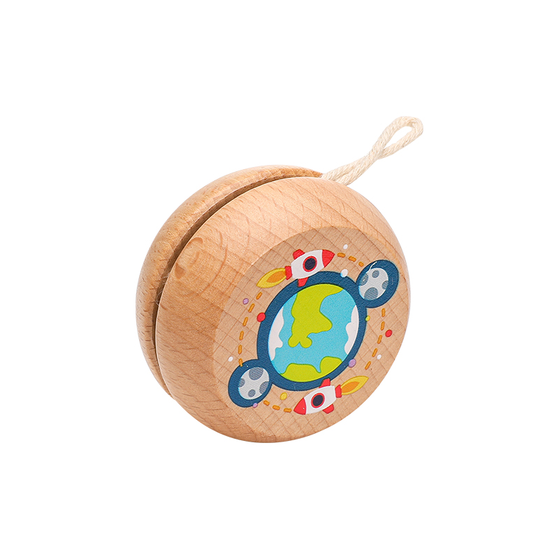 1Pc Small Size Children Wooden Yo-yo Ball Colorful Different Pattern Funny Toys Kids Classic Rope Toys Hand Trainning Kid: 6