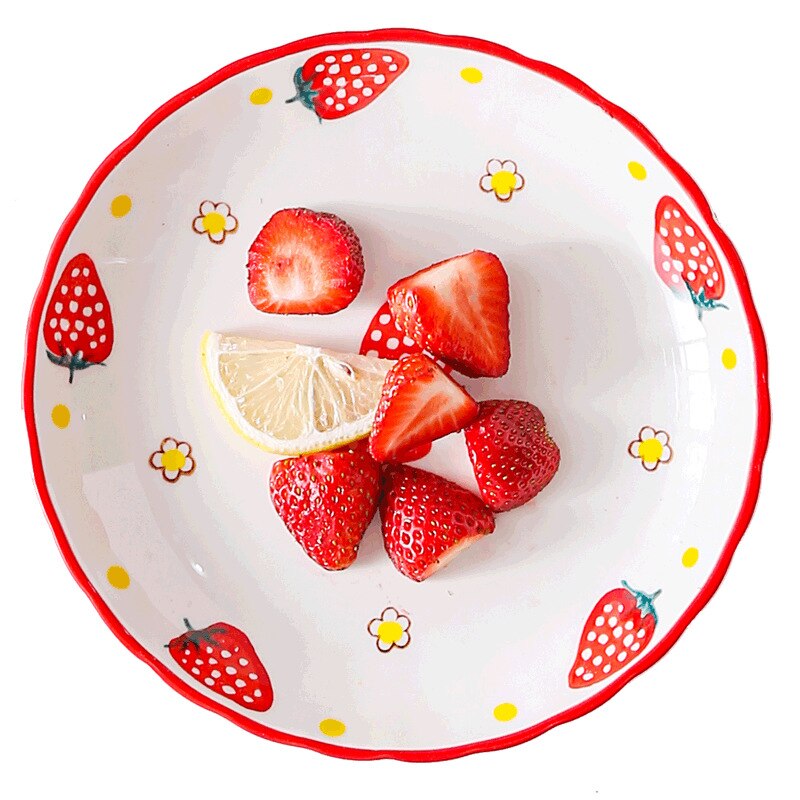 Ceramic Plate Cutlery Strawberry Sun Flower Cartoon Pattern Home Cute Steak Western Food Main Dish Taste Dish Kitchen Tool