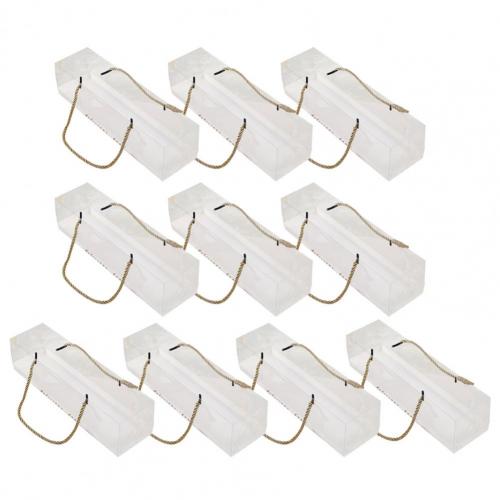 10Pcs Transparent Cake Boxes Durable Lightweight Transparent Cake Swiss Roll Bags for Home Bakery Kitchen: Golden L