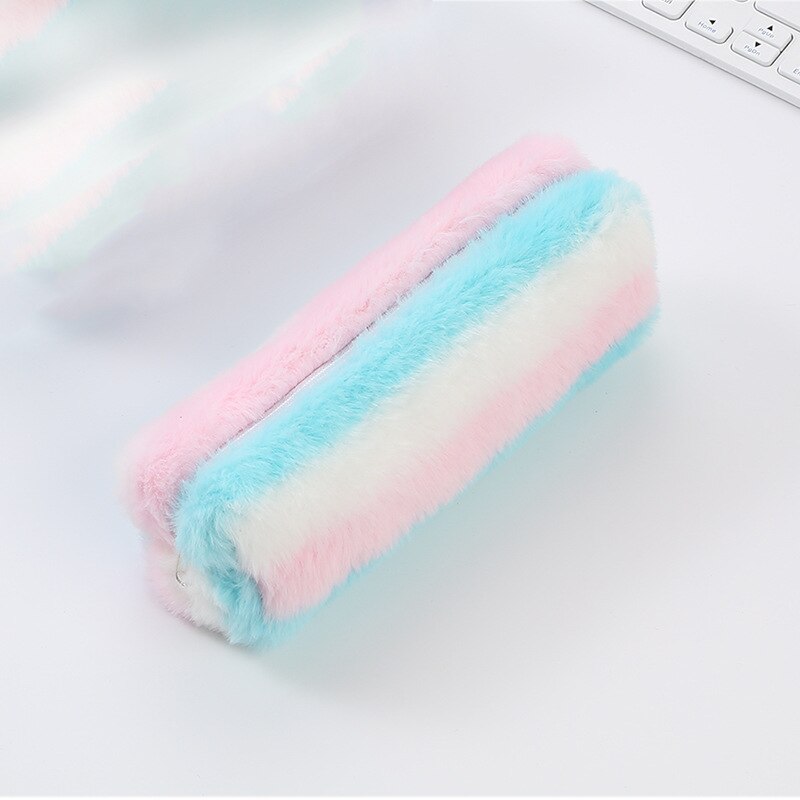 Estuche para lápices Kawaii, estuche de pelo bonito Color rosa, estuche para lápiz de Color sólido para niñas, estuche para lápices, Papelería, Material Escolar encantador: 314