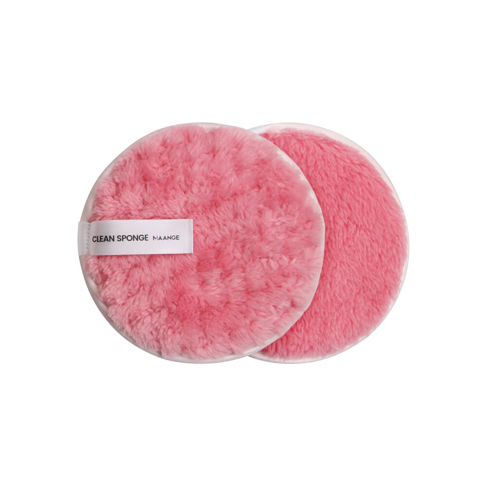 Rund form rengöring puff makeup remover tygkuddar mjuk kosmetisk svamp ansikts makeup bärbar: Rosa