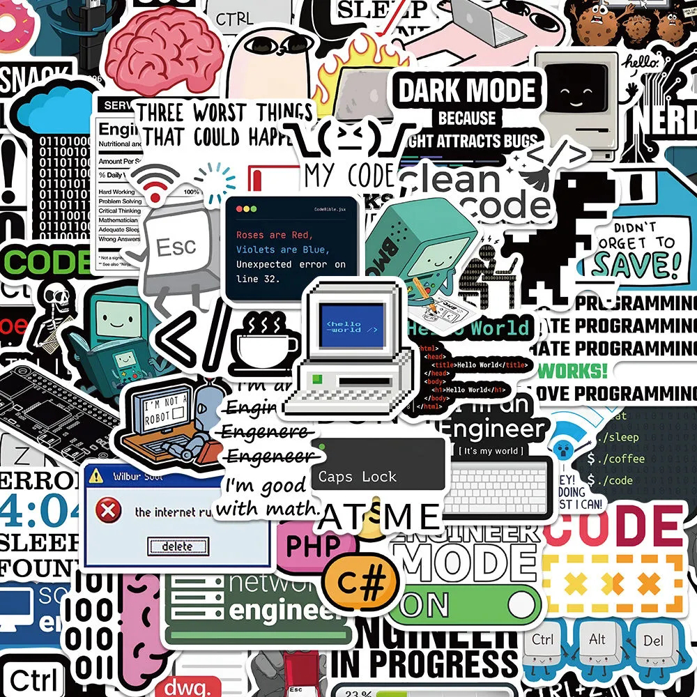 10/30/50 Uds pegatinas de programación divertidas Java nube idioma Internet calcomanías monopatín DIY equipaje teléfono paquetes de pegatinas impermeables: Verde militar
