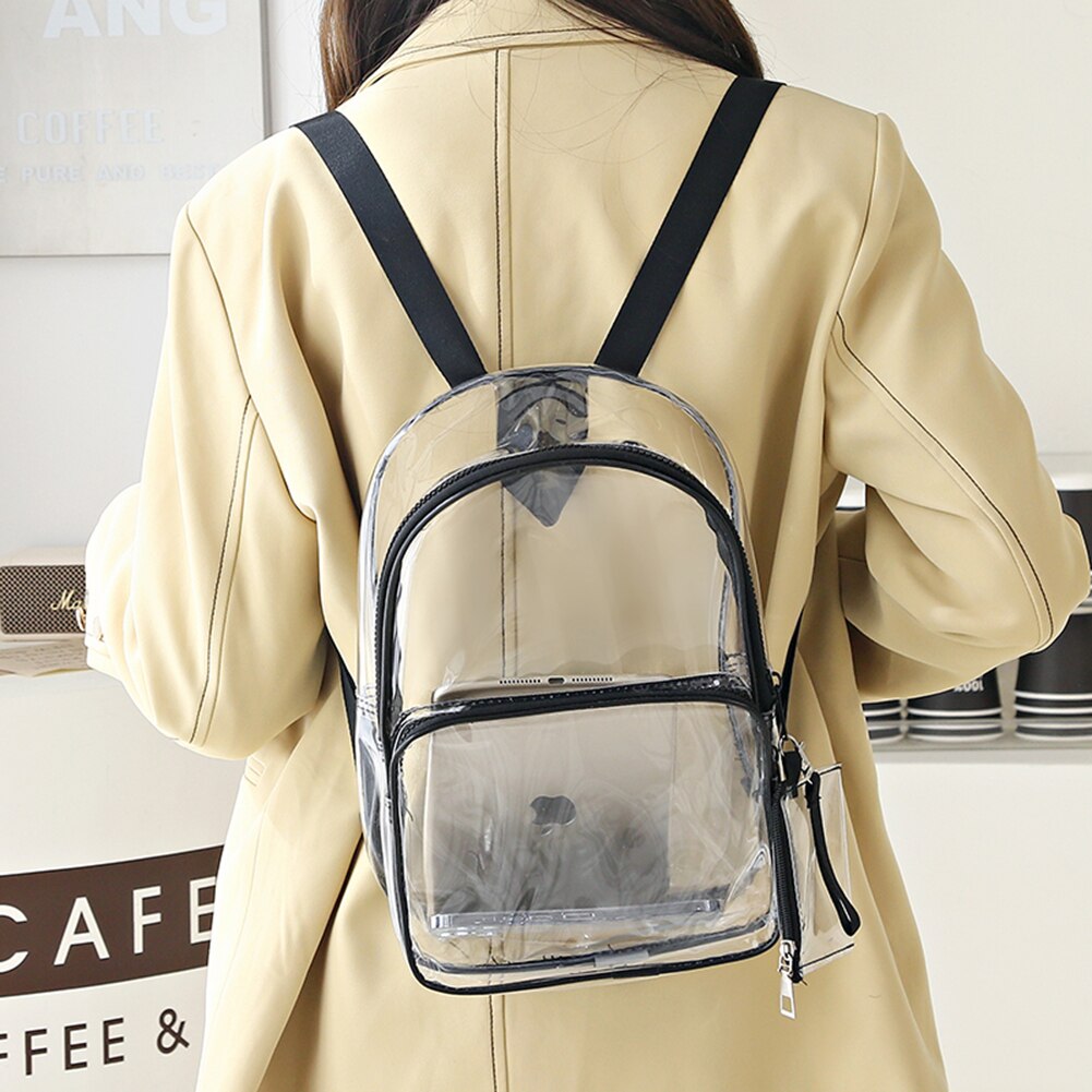 Zaino da donna borsa in PVC impermeabile trasparente studenti universitari di moda femminile borsa con paillettes trasparente zaini da scuola zaini da donna